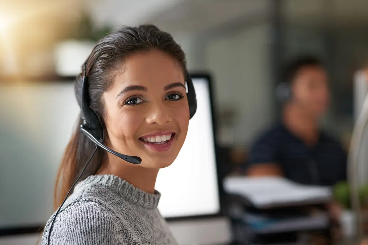 Customer service representative at call center — benefits enrollment support line